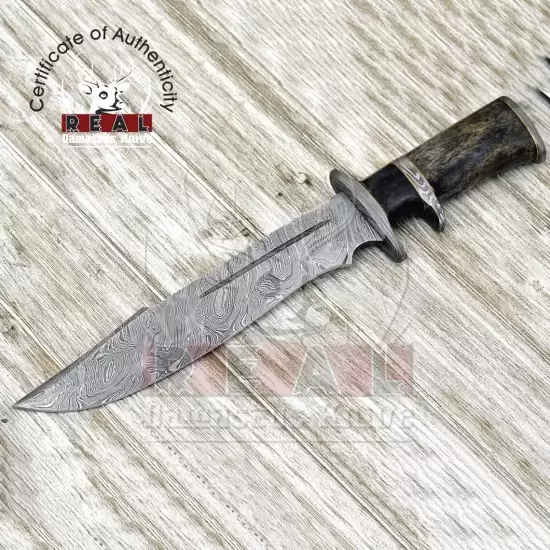 Handmade Damascus Steel Bowie Knife - KnivesCartel