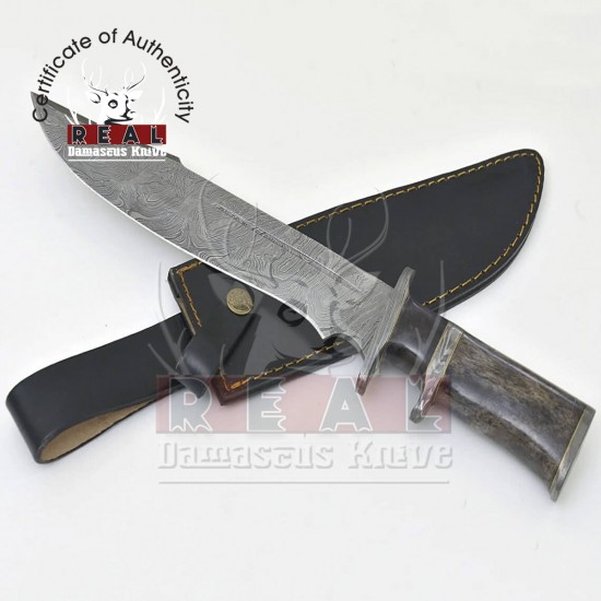 Damascus Knife, Hand Made, Damascus Steel Blade Knife, Bowie Knife, Exotic Handle, Full Tang 14.5"