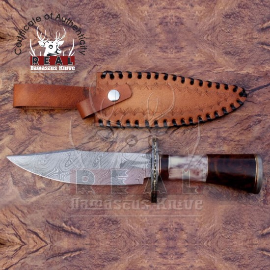 Bowie Hunting Knife Twist Pattern Best for Father Day Gift