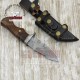 Custom Handmade DAMASCUS STEEL BOWIE KNIFE | Guard and Pommel | Hunting Knife