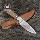 Custom Damascus Steel Blade Knife, Skinning Camping Utility Knive Damascus Hunting Knife