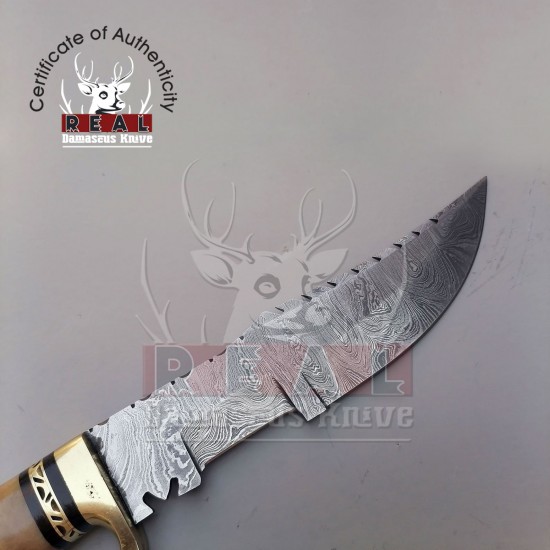 Damascus Bowie Knife Engraved Knife Tactical Knife Fixed Blade Knife