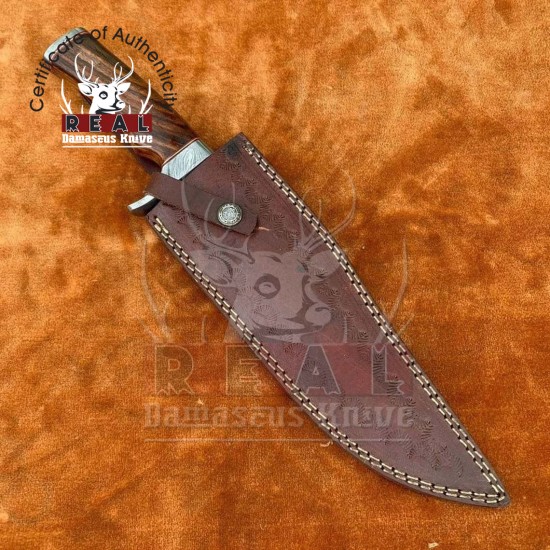 Custom Handmade Damascus Steel Hunter Bowie Knife