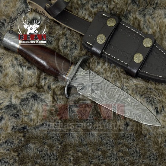 Custom Made Damascus Steel Blade Knife 13.0" Hand Forged Dagger | Hunting Knife for Sale