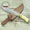 New Damascus Steel Blade Hunting Knife Trailing Point Damascus Bowie Knife Tactical Knife