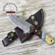 10" Handmade Damascus Steel Blade Knife GUT Hook Knife Hunting Fishing Knife