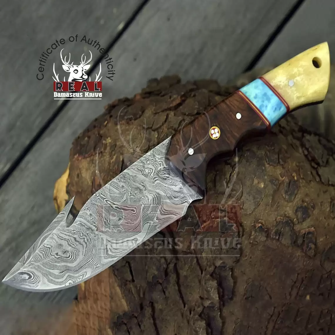 10 Handmade Damascus Steel Blade Knife GUT Hook Knife Hunting