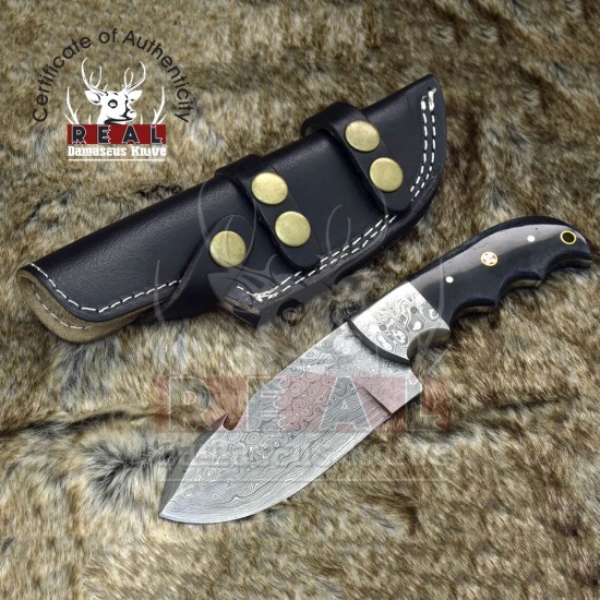 Handmade Damascus Knife | Gut Hook Long Knife | Hunting Fishing Utility Knife