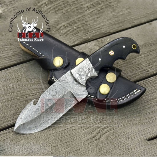 Handmade Damascus Knife | Gut Hook Long Knife | Hunting Fishing Utility Knife