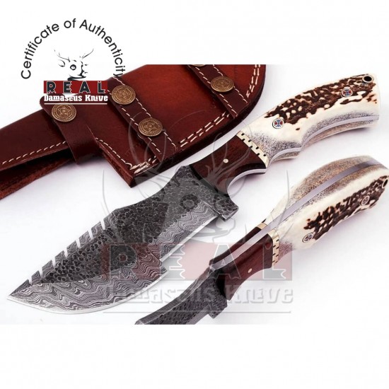 Handmade Damascus Hunting Knife | Tactical Utility knife | Real Damascus Knife