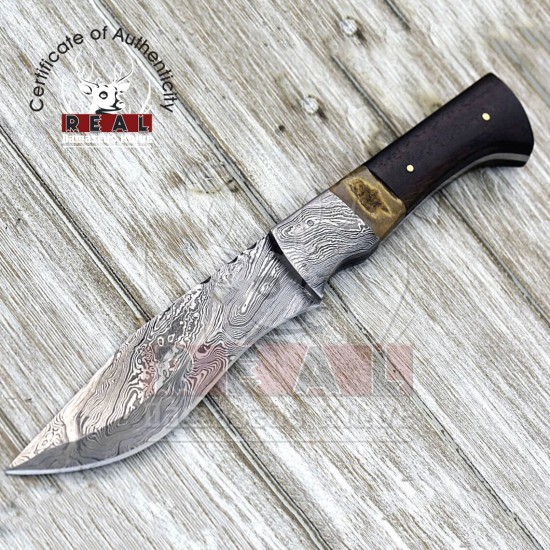 Damascus Steel Blade Knife, Fire Pattern | Hunting Knife For Sale