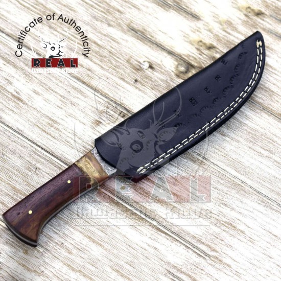 Handmade Men Hunting Knife Tracker Knife D2 Steel With Rose Wood Handle