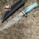 Damascus Stainless Steel Hunting Knife, Custom Bowie Knife