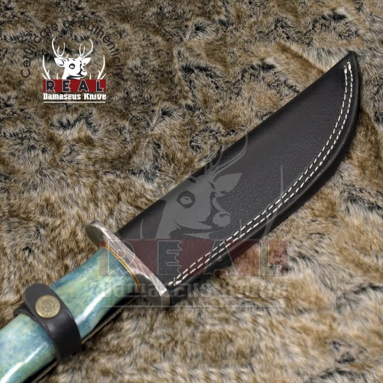 Damascus Stainless Steel Hunting Knife, Custom Bowie Knife