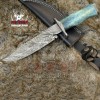 Damascus Stainless Steel Hunting Knife, Custom Bowie Knife