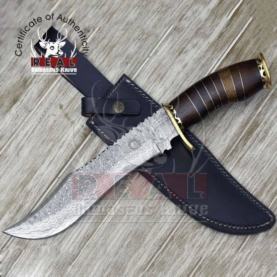 Custom Handmade Damascus Steel Blade Knife | Bowie Hunting knife For Sale