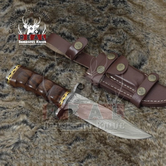 Custom-Made Damascus Stainless Steel Hunting Knife Classic Bowie Knife