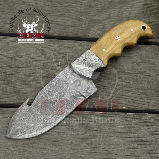 Gut Hook Long 10 Inches Damascus Knife | Custom Handmade Hunting Knives