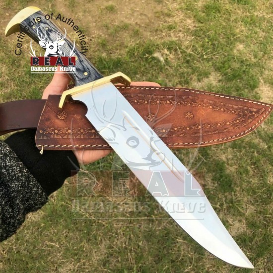 Custom Handmade D2 Damascus Steel Blade Knife Bowie Knife | Hunting Knife