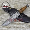 Custom Handmade Bowie Knife Damascus Steel Hunting Knife