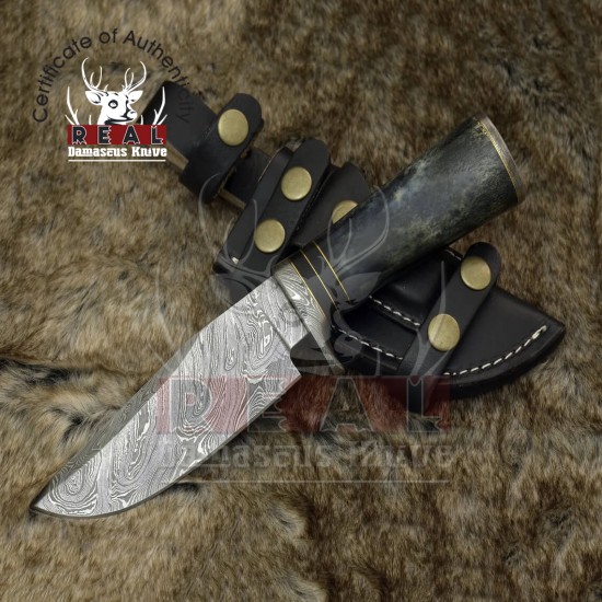 Custom-Made Damascus Hunting Knife, Bowie Full Tang Knife