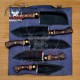 Handmade Damascus Chef set Of 5pcs With Leather