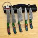 Handmade Damascus Chef set Of 5pcs With Leather