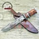 Handmade Engraved Damascus Steel Blade Knife, Tactical Bowie Hunting Knife