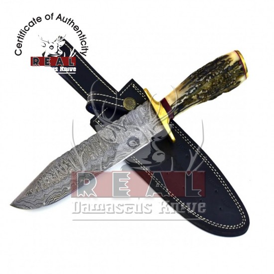 Damascus Hunting Knife  | Hunting Bowie Knife For Sale | Gift for Him