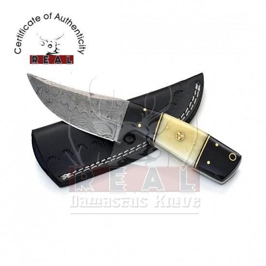 9.0", Damascus Steel Blade Knife With Composite | Hunting Knife