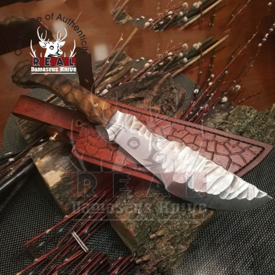 Custom Made Bushcraft Knife | Damascus Hunting Knife | Tracker Knife