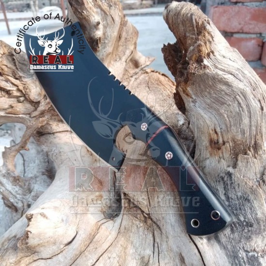 Handmade Chef Cleaver | Powder Coated D2 Steel Chopper | Micarta Handle | Leather Sheath