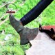 Nordic Damascus Forged Viking Axe Leather Wrapped Handle, Camping Axe, Battle Axe, Handmade Axe, Grooms Axe, Thor Axe