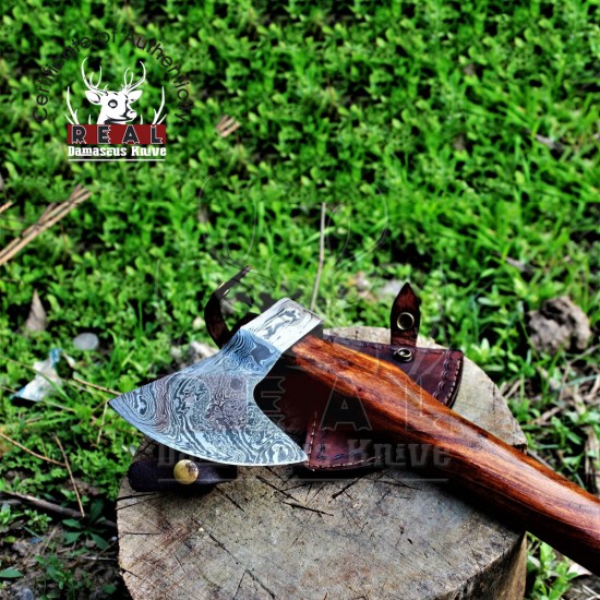 Handmade Damascus Steel Viking Axe | Forged Viking Axe | Camping Axe For Sale