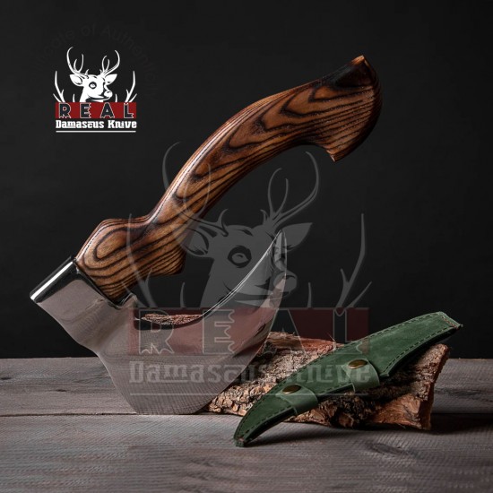 Fist Axe With Leather Sheath Meat Cleaver Butcher's Steel Axe