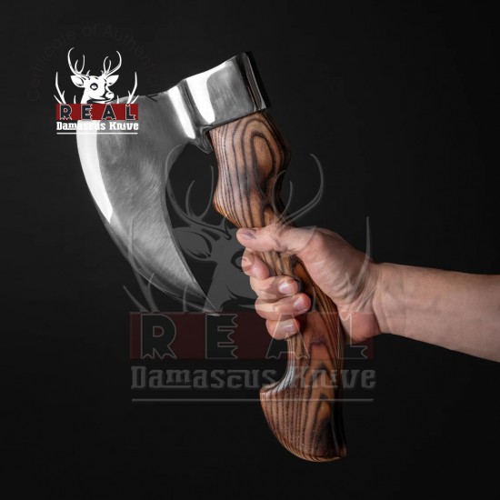Fist Axe With Leather Sheath Meat Cleaver Butcher's Steel Axe