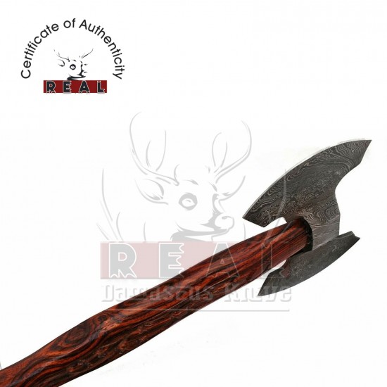 Handmade Carbon Steel Medieval Warrior Double Headed Battle Labrys Axe Wood Handle Leather Sheath Free Personalized Birthday Gift For Him