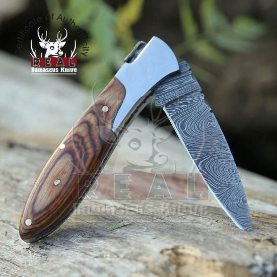 Handmade Damascus Folding Pocket Knife Stainless Steel Folding Knife