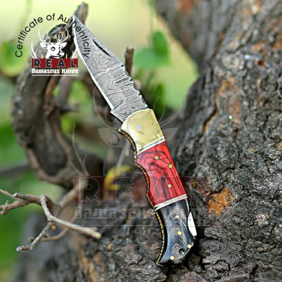 Handmade Best Pocket Knife | Damascus Stainless Steel Knife | Folding Knife