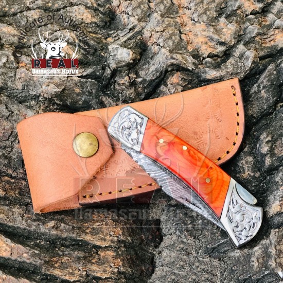 Damascus Folding Knife Handmade Folding Knife Gift For Boyfriend Birthday Gift Gift For Him Anniversary Gift Edc Knife Groomsmen Gift For Her