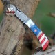 Handmade American Flag Pocket Knife | Stainless Steel Folding Knife | Red Blue Knife