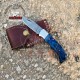 Handmade Damascus Folding Pocket Knife | Blue Dollar Sheet Knife