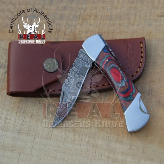 Damascus Steel Folding Knife | Back Safety Lock Knife | Multi Dollar Sheet Knife