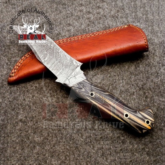Custom Made Damascus Skinner knife Skinner Knife With Beautiful Handle & Leather Sheath