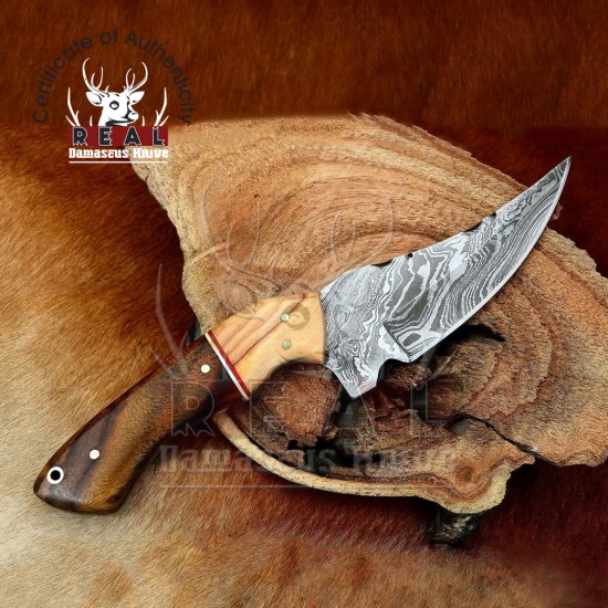 Custom Handmade Skinner | Knife Damascus Steel Brass Pins Knife
