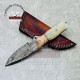 Custom Handmade Damascus Skinner Knife Hunting Skinner Knife With Beautiful Leather Sheath