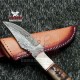 Custom Made Damascus Steel Skinner knife blades With Beautiful Handle & Leather Sheath