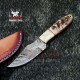 Custom Made Damascus Steel Skinner knife blades With Beautiful Handle & Leather Sheath