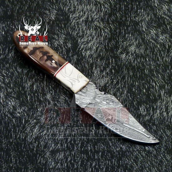 Custom Made Skinner Hunting knife With Beautiful Handle & Leather Sheath