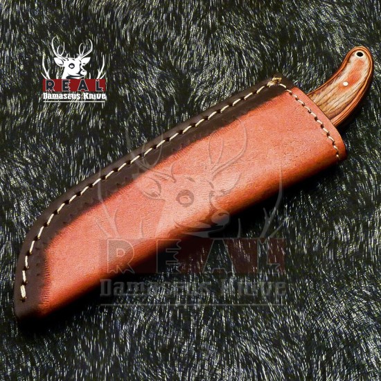 Custom Made Damascus Skinner knife Hunting Skinner Knife With Beautiful Handle & Leather Sheath